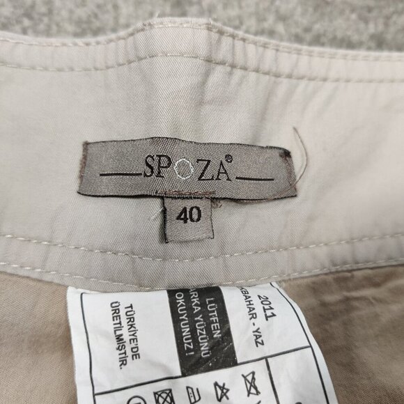 Vintage Spoza Women's Pleated Wide Leg Cream Pants Size EU 40 Old Money Cotton - Picture 4 of 11